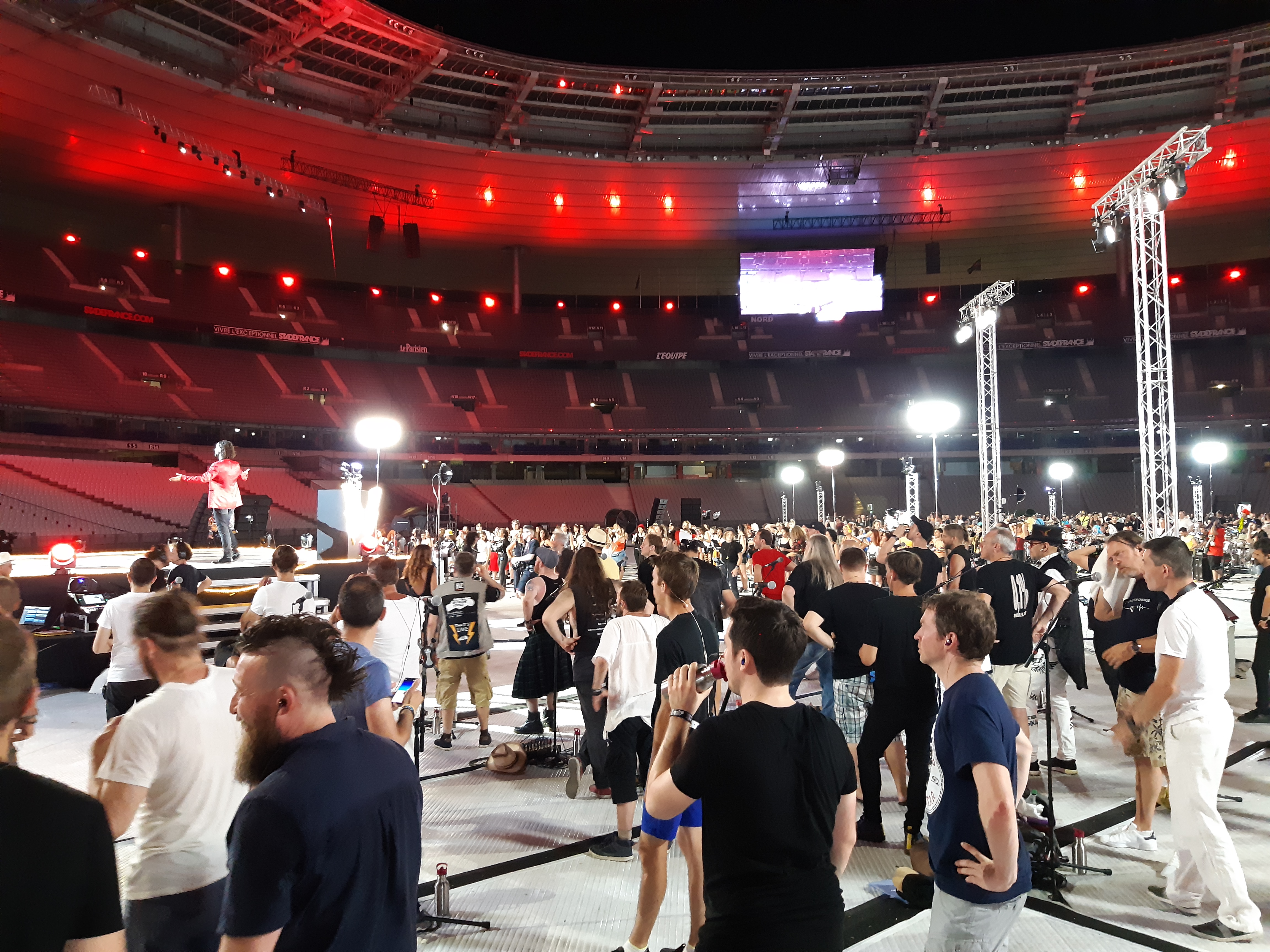 rockin'1000 singers during general rehearsal at stade de france paris
